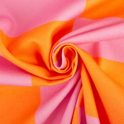 Baumwollstoff Dekostoff Halbpanama Digitaldruck Karo 10x10cm pink orange 1,40m Breite