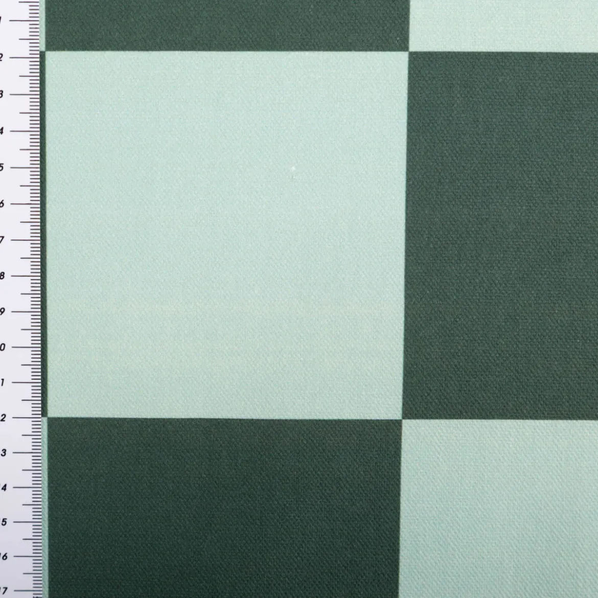Baumwollstoff Dekostoff Halbpanama Digitaldruck Karo 10x10cm dunkelgrün mintgrün 1,40m Breite