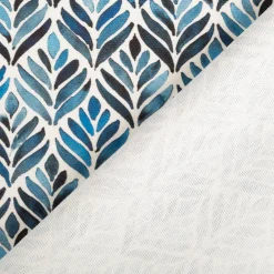 Baumwollstoff Dekostoff Halbpanama Digitaldruck Aquarell Ornamente weiß blau 1,40m Breite