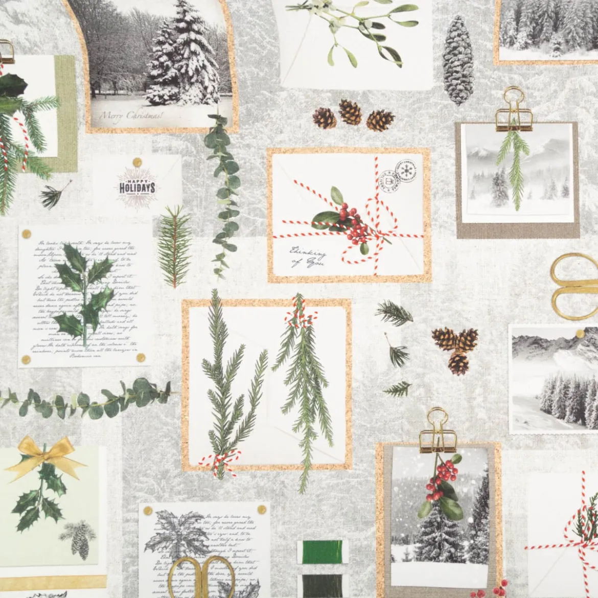 Baumwollstoff Dekostoff Misty Stories grau – Weihnachtsstoff 1,4m