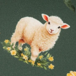 Baumwollstoff Dekostoff Ostern Digitaldruck Bohemian Easter Mood Küken Lamm grün 1,4m Breite