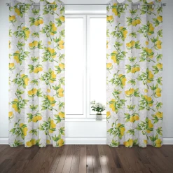 Baumwollstoff Dekostoff Panama Citron Zitronen weiß grün gelb 1,60m Breite