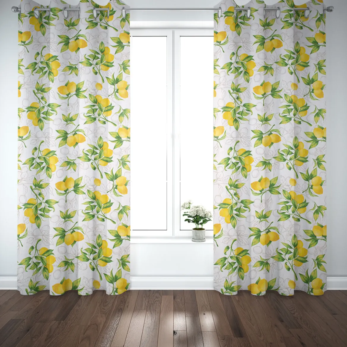 Baumwollstoff Dekostoff Panama Citron Zitronen weiß grün gelb 1,60m Breite
