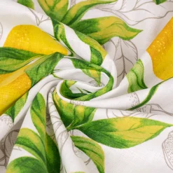 Baumwollstoff Dekostoff Panama Citron Zitronen weiß grün gelb 1,60m Breite