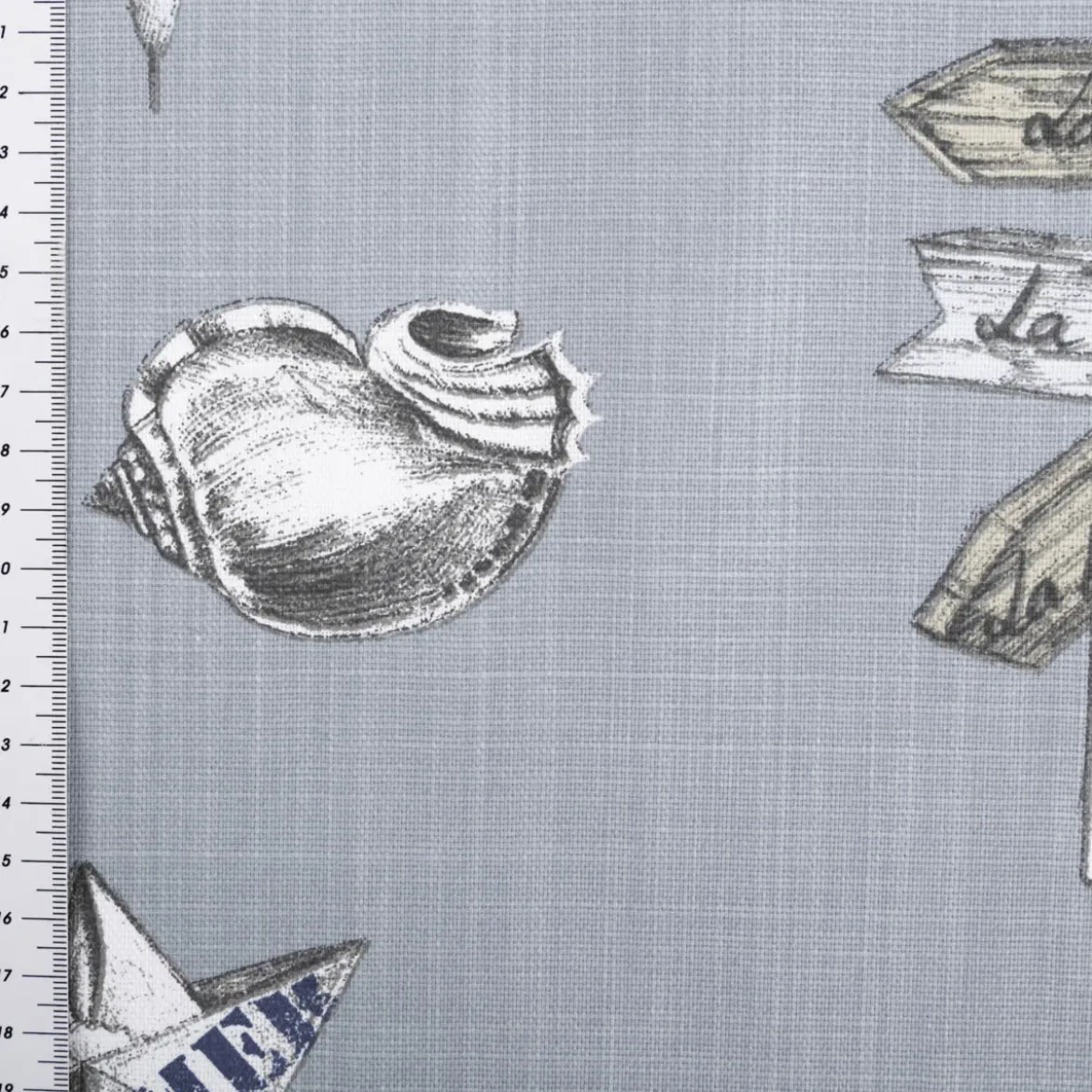 Baumwollstoff Dekostoff Panama Leinenstruktur Petitbateau Maritim blau 1,60m Breite