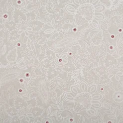Baumwollstoff Dekostoff polsterfähig Allover Blumenornamente natur weiß rot 155cm Breite