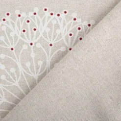 Baumwollstoff Dekostoff polsterfähig Ornamente natur weiß rot 155cm Breite