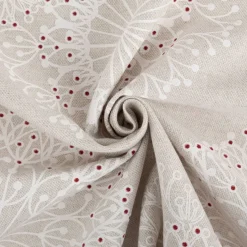 Baumwollstoff Dekostoff polsterfähig Ornamente natur weiß rot 155cm Breite