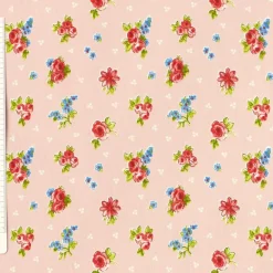 Baumwollstoff Dekostoff rosa weiß Punkte mit Rosen