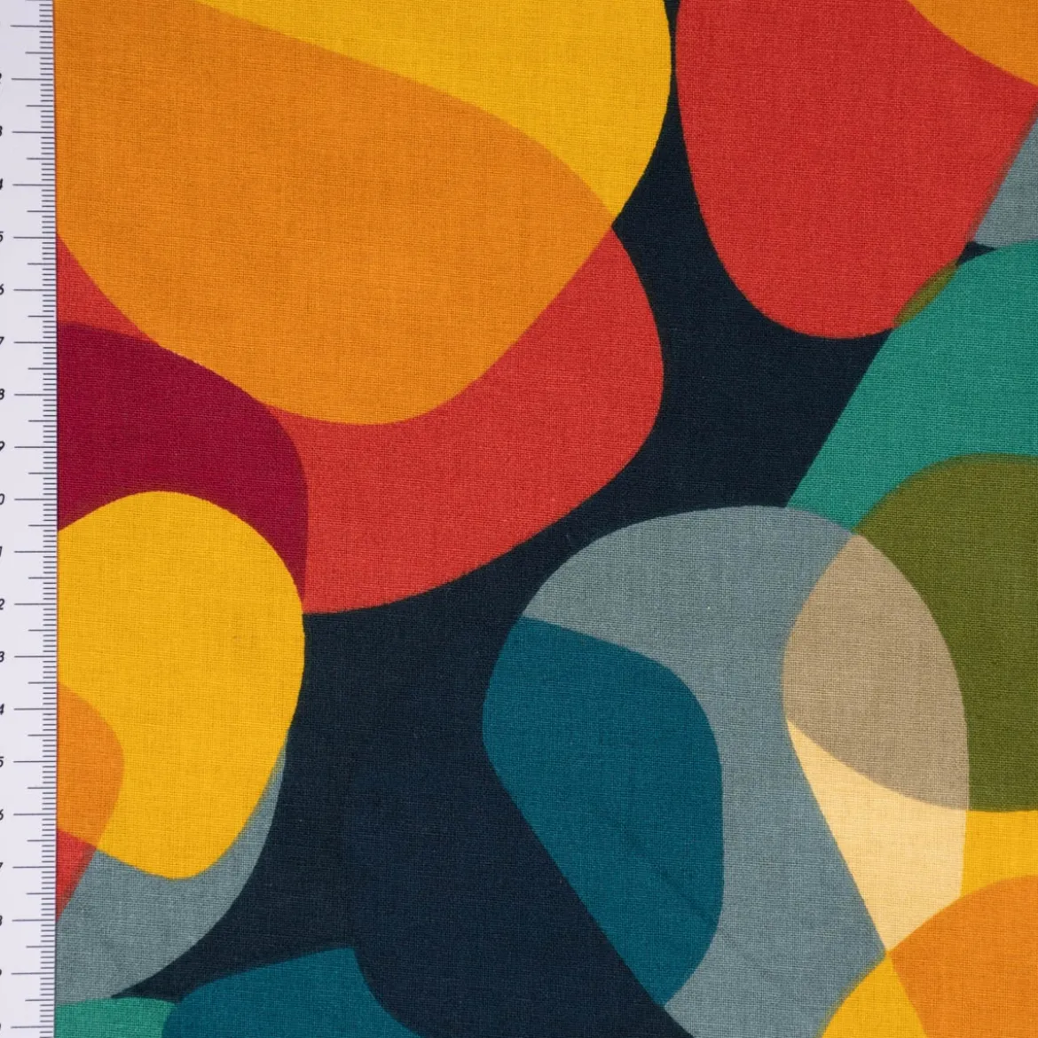 Baumwollstoff Dekostoff Sixties Retro weiche Formen bunt 1,60m Breite