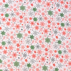Baumwollstoff Digitaldruck Christmas Eiskristall Herz Geschenk weiß rot grün 1,50m Breite