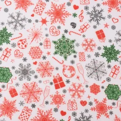 Baumwollstoff Digitaldruck Christmas Eiskristall Herz Geschenk weiß rot grün 1,50m Breite