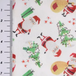Baumwollstoff Digitaldruck Santa Claus Weihnachtsmann Christbaum weiß rot grün 1,50m Breite