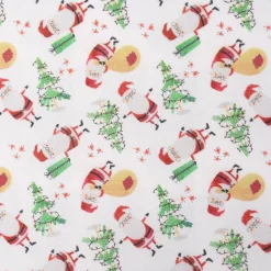 Baumwollstoff Digitaldruck Santa Claus Weihnachtsmann Christbaum weiß rot grün 1,50m Breite