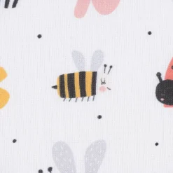 Baumwollstoff Digitaldruck Patchworkstoff Schmetterlinge Bienen Marienkäfer Blumen weiß bunt 1,40m Breite