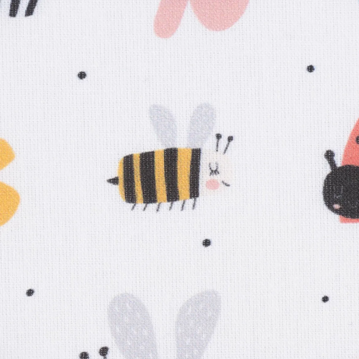 Baumwollstoff Digitaldruck Patchworkstoff Schmetterlinge Bienen Marienkäfer Blumen weiß bunt 1,40m Breite