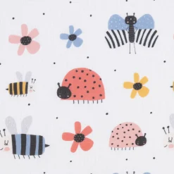Baumwollstoff Digitaldruck Patchworkstoff Schmetterlinge Bienen Marienkäfer Blumen weiß bunt 1,40m Breite