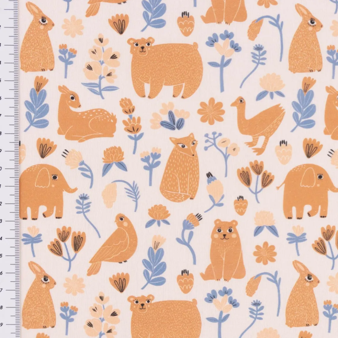 Baumwollstoff Digitaldruck Patchworkstoff Tiere Blumen braun blau 1,40m Breite