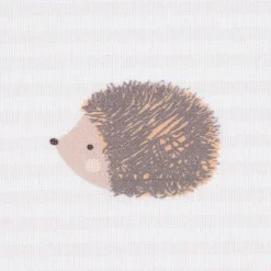 Baumwollstoff Digitaldruck Patchworkstoff Igel Pilze Tannenzweige gestreift braun beige rot 1,40m Breite