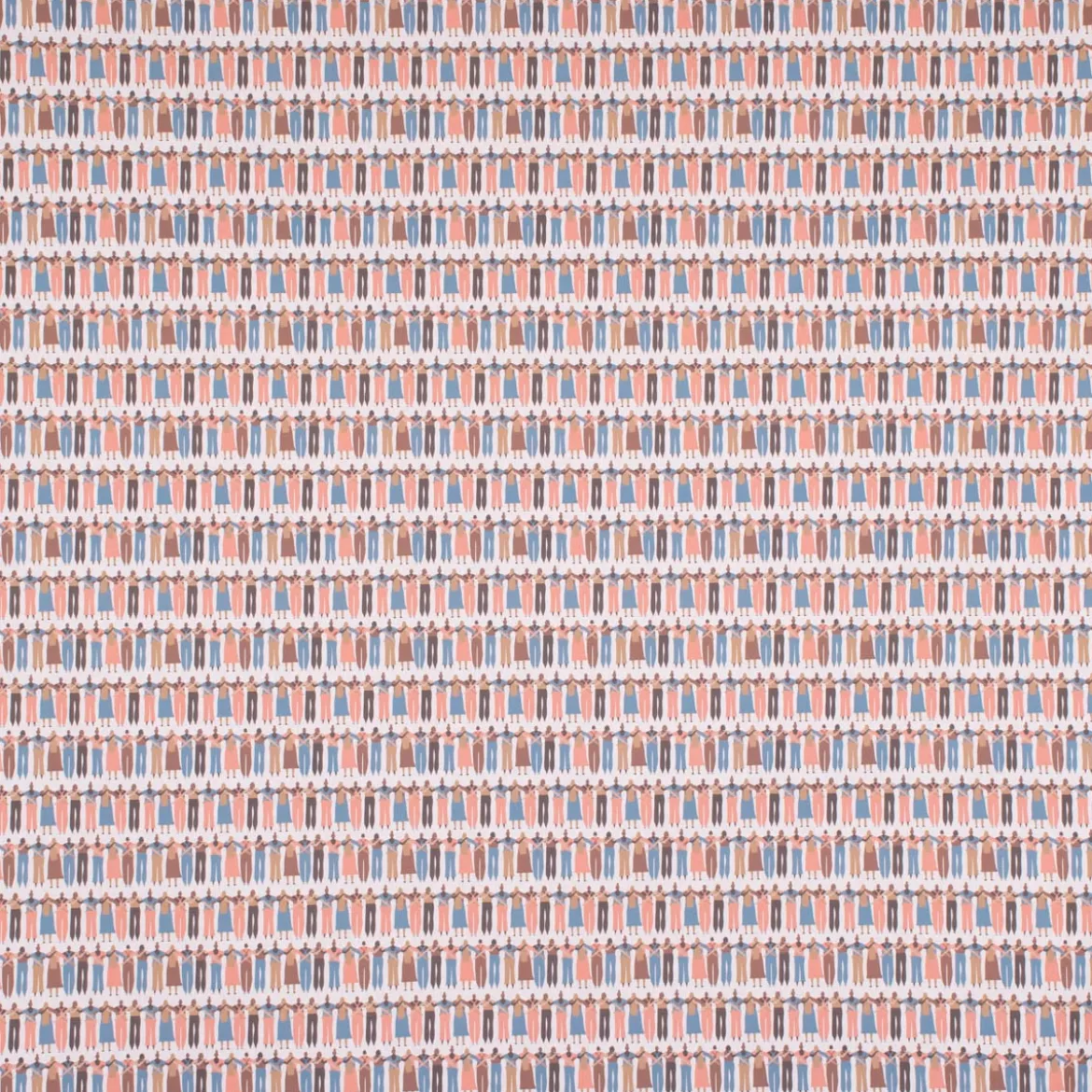 Baumwollstoff Digitaldruck Patchworkstoff Menschenkette weiß blau braun 1,40m Breite