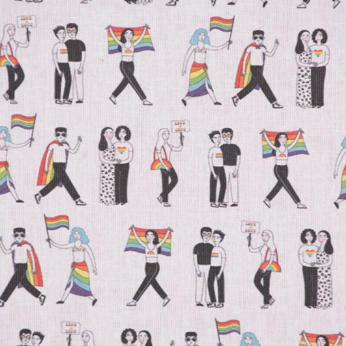 Baumwollstoff Digitaldruck Patchworkstoff Love is Love LGBTQ weiß bunt 1,40m Breite