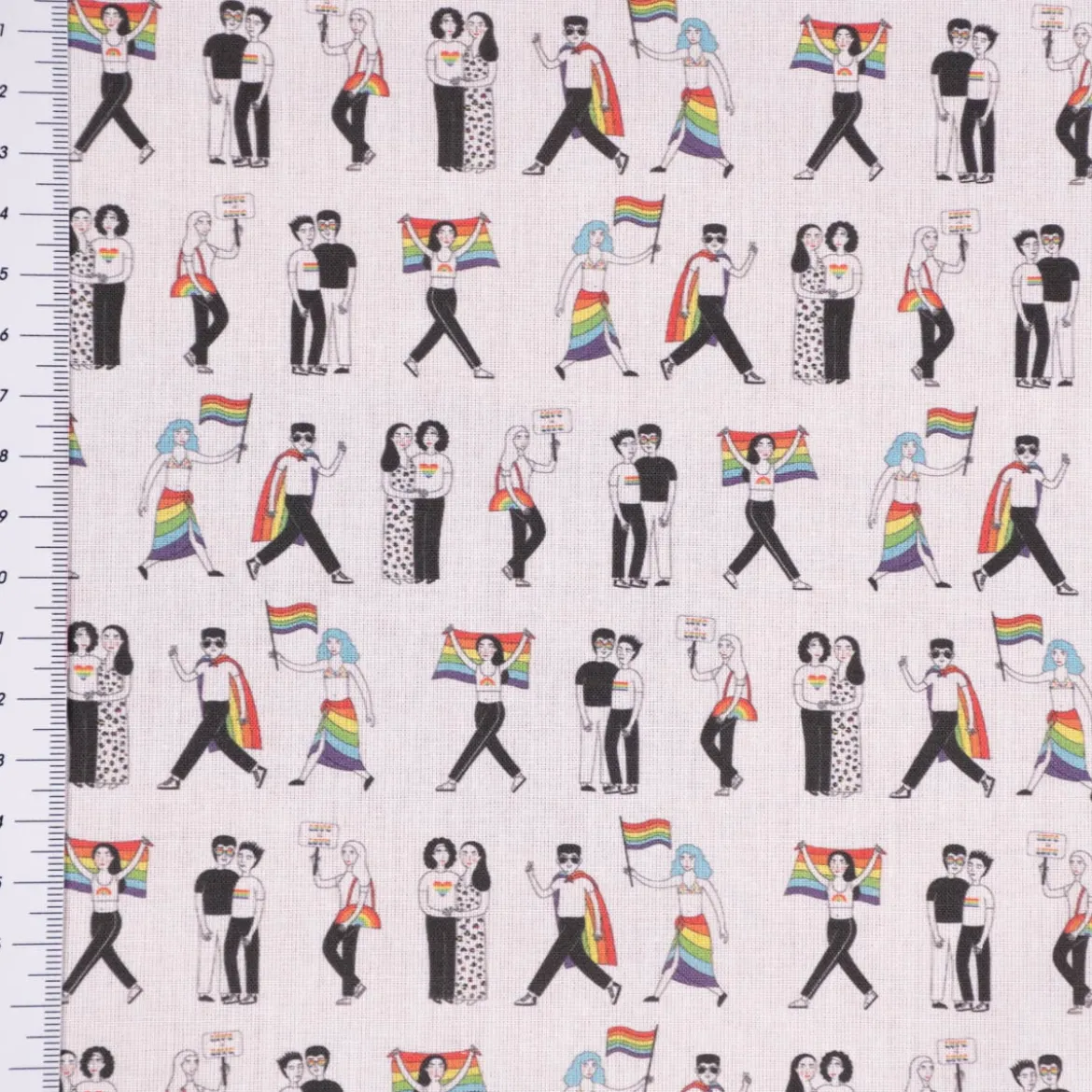 Baumwollstoff Digitaldruck Patchworkstoff Love is Love LGBTQ weiß bunt 1,40m Breite