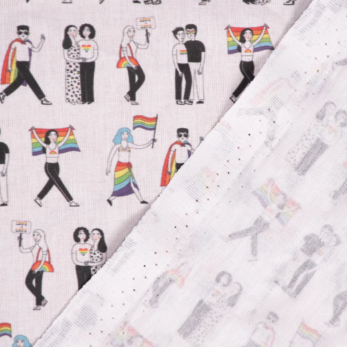 Baumwollstoff Digitaldruck Patchworkstoff Love is Love LGBTQ weiß bunt 1,40m Breite