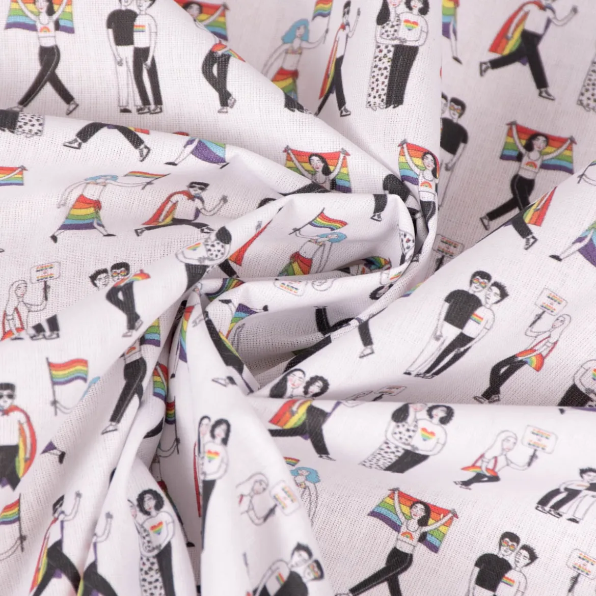 Baumwollstoff Digitaldruck Patchworkstoff Love is Love LGBTQ weiß bunt 1,40m Breite
