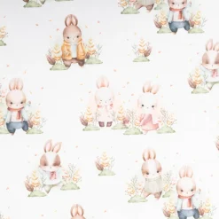 Baumwollstoff Digitaldruck Bunnies Hasen weiß 1,40m Breite