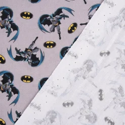 Baumwollstoff Digitaldruck Batman© grau schwarz blau gelb 1,5m Breite