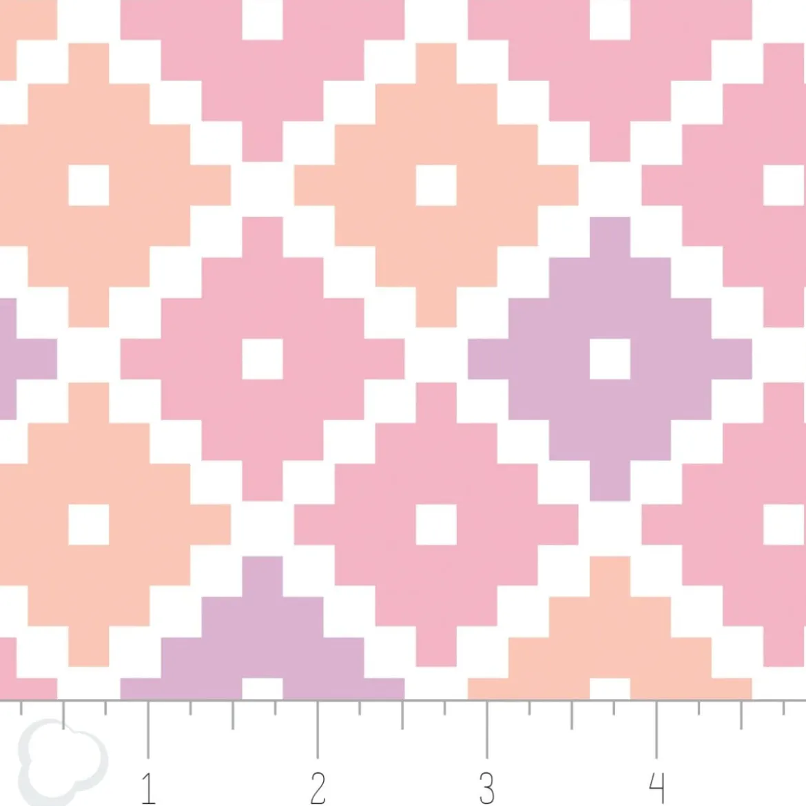 Baumwollstoff Emilia by Camelot Blumen Vierecke Pastell weiß rosa 1,10m Breite