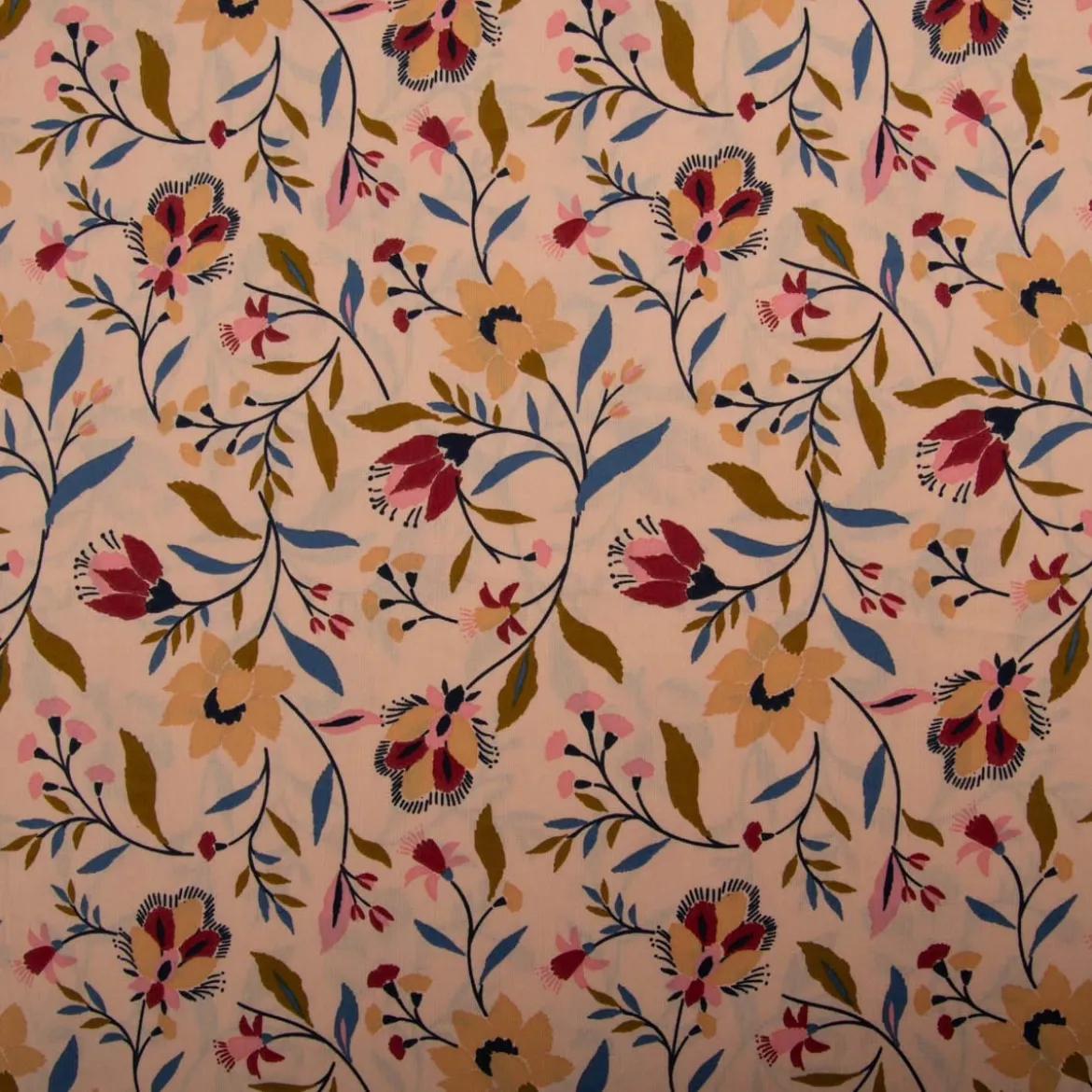 Baumwollstoff Evelyne floral pfirsich 1,47m Breite