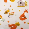 Baumwollstoff Füchse Bienen Blumen beige orange 1,40m Breite