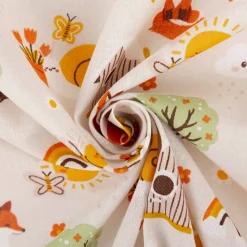 Baumwollstoff Füchse Bienen Blumen beige orange 1,40m Breite
