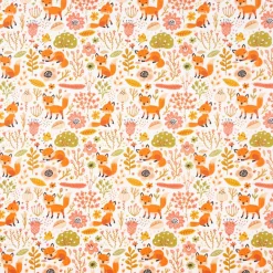 Baumwollstoff Füchse Foxy weiß orange 1,40m Breite