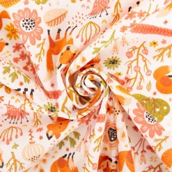 Baumwollstoff Füchse Foxy weiß orange 1,40m Breite