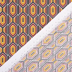 Baumwollstoff Finchley Mini Retro Sechseck Raute rot gelb 1,40m Breite