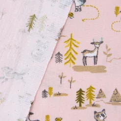Baumwollstoff FOREST LIVING Waldfreunde rosa bunt 1,50m Breite