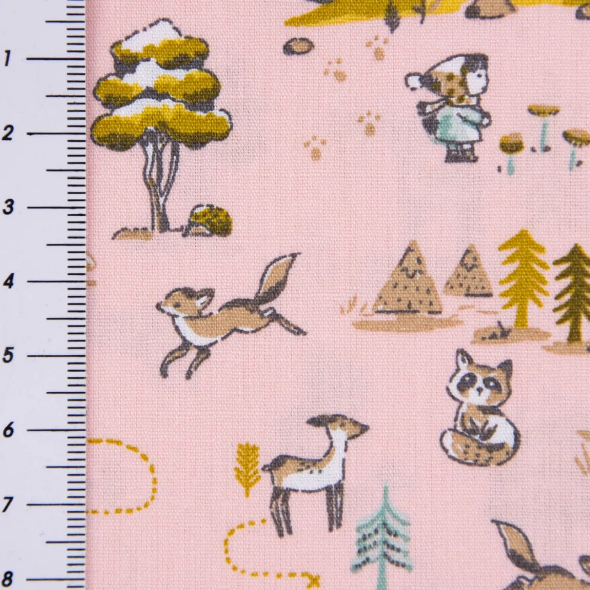 Baumwollstoff FOREST LIVING Waldfreunde rosa bunt 1,50m Breite