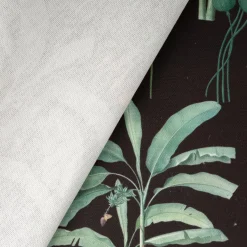 Baumwollstoff Halbpanama Blumen Palmenblätter schwarz bunt 1,40m Breite
