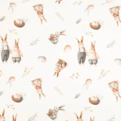 Baumwollstoff Halbpanama Osterhasen ecru beige apricot 1,40m Breite