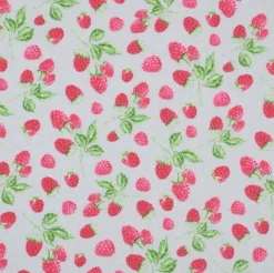 Baumwollstoff Himbeeren hellgrau rosa 1,40m Breite