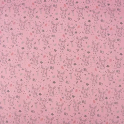 Baumwollstoff Häschen Biene Blumen altrosa grau 1,5m Breite
