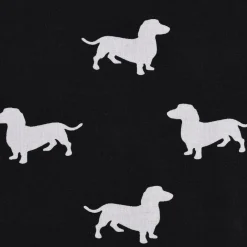 Baumwollstoff Hund Dackel schwarz weiß 1,6m Breite