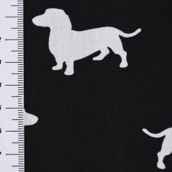 Baumwollstoff Hund Dackel schwarz weiß 1,6m Breite
