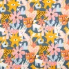 Baumwollstoff Joy Tiger Taube Blume Herz blau rosa gelb 1,47m Breite