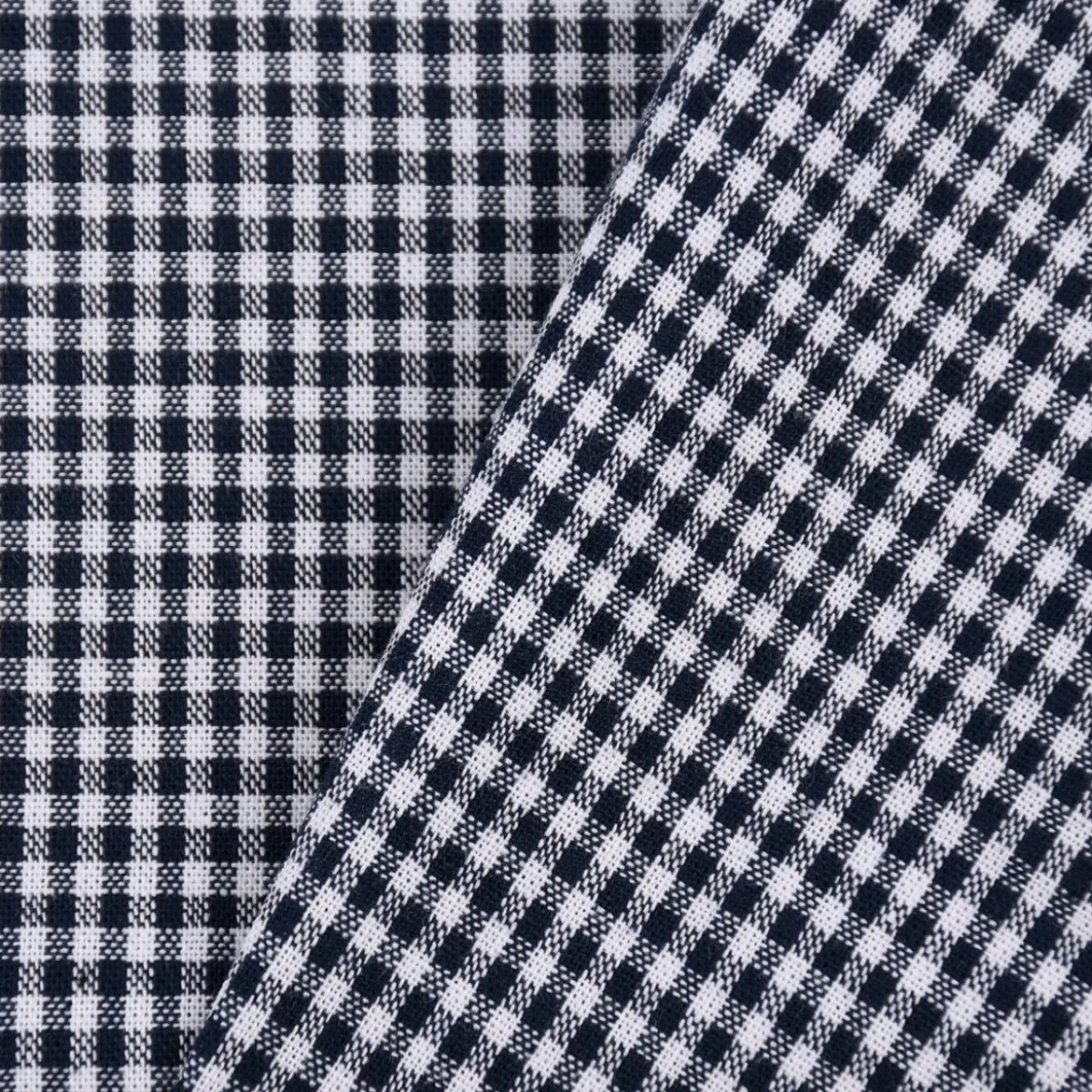 Baumwollstoff kariert weiß dunkelblau 2mm