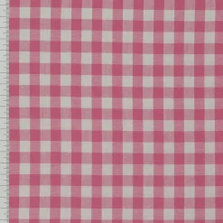 Baumwollstoff kariert weiß rosa 9mm