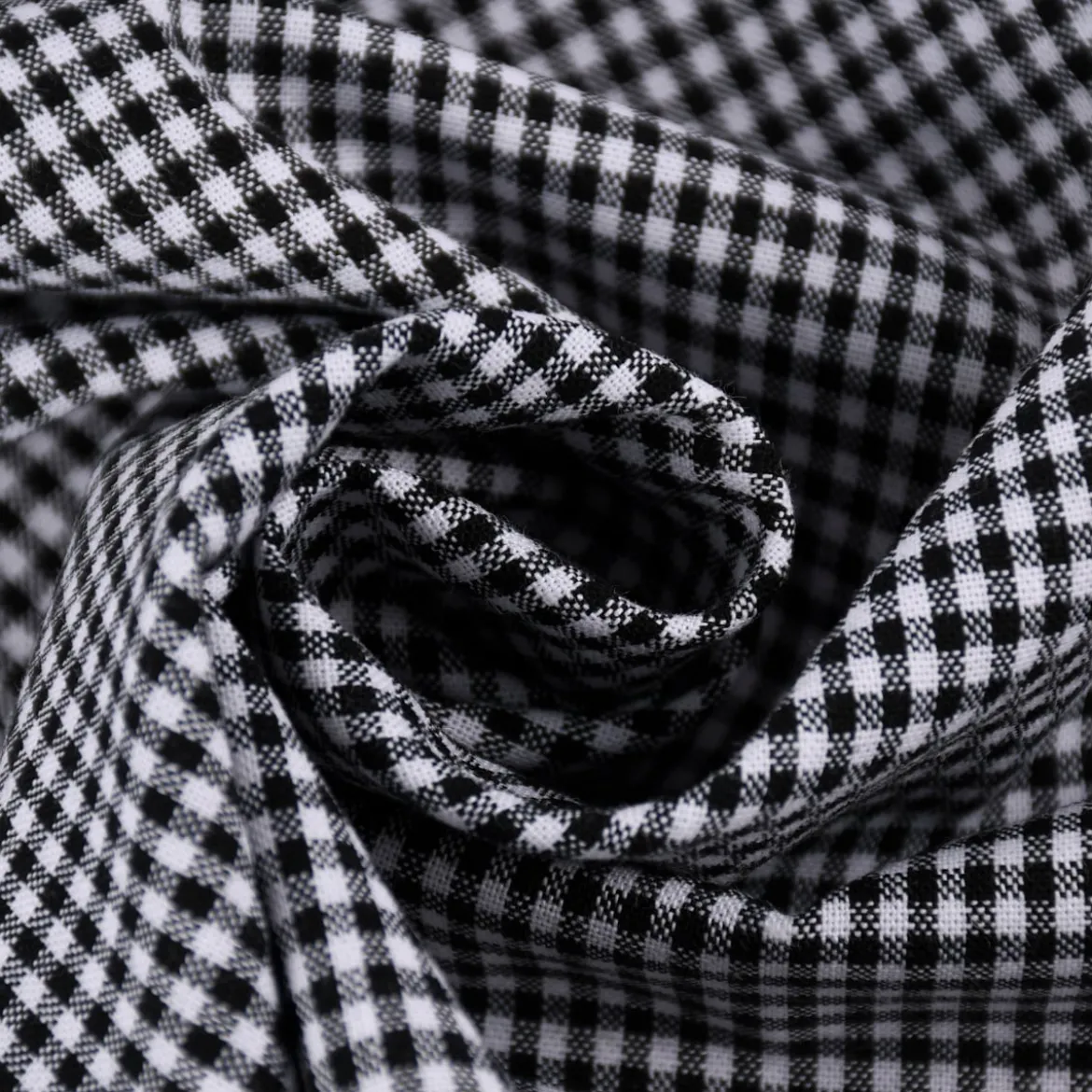 Baumwollstoff kariert weiß schwarz 2mm