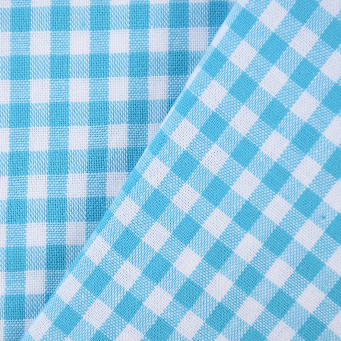 Baumwollstoff kariert weiß türkis 5mm